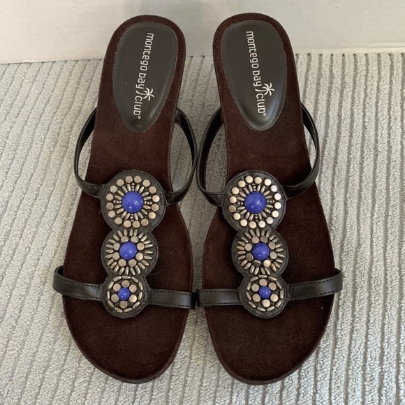 Montgomery Bay Club Wedge Slide Sandals Size 10 - Picture 2 of 7